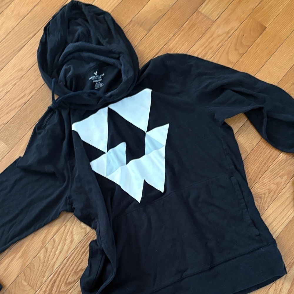 Black Hoodie with White Geometric Design - Picture 5 of 5